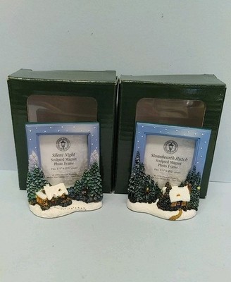 Thomas Kinkade Photo Frame Magnets Silent Night & Stonehearth Hutch Vintage NOS!