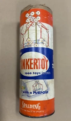 Vintage Spalding Tek Tinkertoy Set 1950s–60s Wood Construction Toys - Image 1 of 4