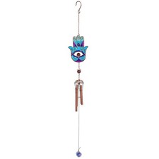 Image of Blue Hand of Hamsa Windchime Garden Hanging Decoration Outdoor