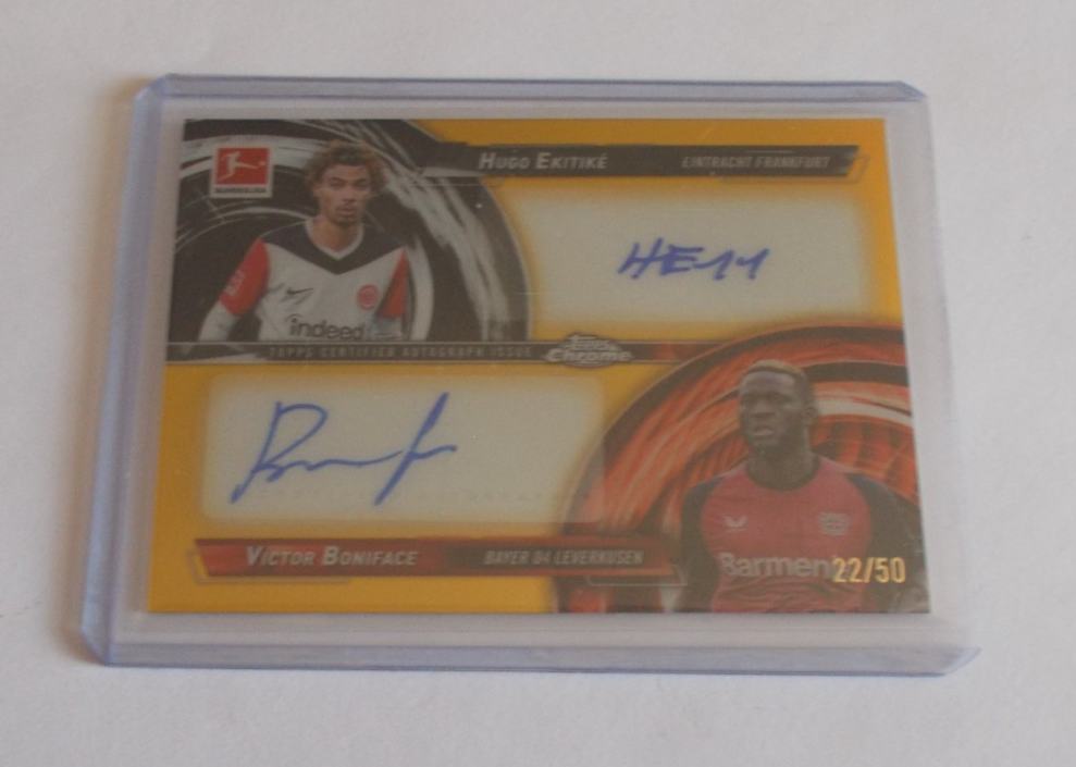 2024-25 ToppsChrome Bundesliga Gold Dual Auto Hugo Ekitike