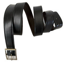Men's Black Leather Big & Tall Belt Size 50 USA Made Removable Buckle Added Hole