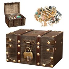 Wooden Treasure Chest Vintage Pirate Chest Small Treasure Storage Box Lockable