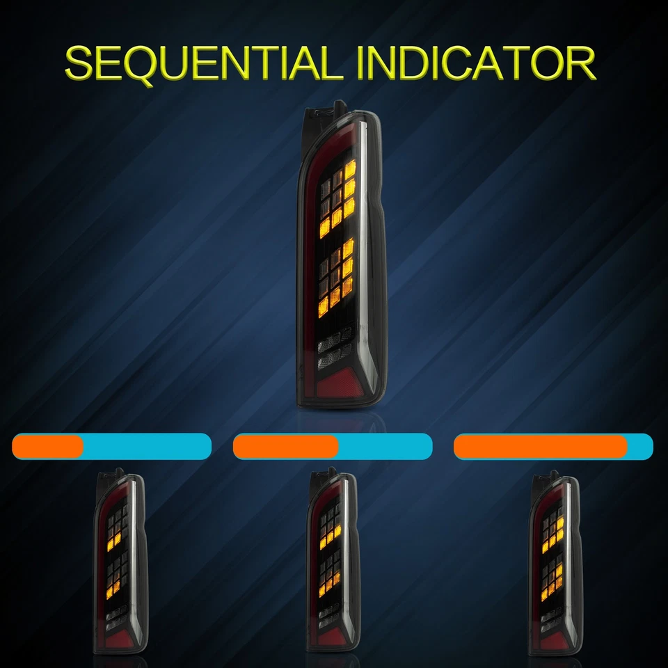 Luces traseras LED ahumadas VLAND para Toyota Hiace 2005-2018 señal de giro secuencial Foto 4 de 4