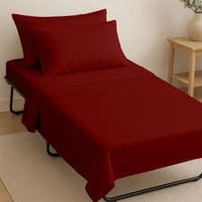 4 Piece Cotton Cot Sheet Set for Camping, Folding Guest Beds, Narrow Twin C...