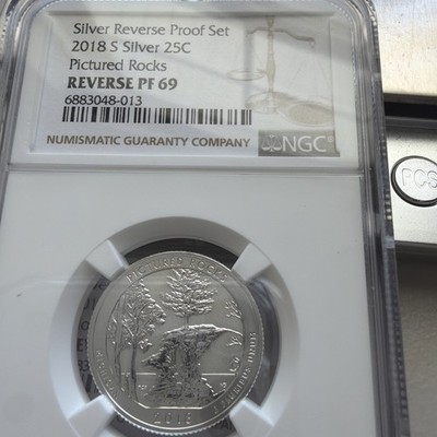 2018 S Silver Reverse Proof Quarter Pictured Rocks NGC PF 69 25 Cent Coin