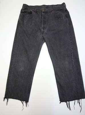 【VINTAGE】90s Levi's Black 501 Cut off Vintage 90s Levi's 501 Faded Black Grey Jeans Mens 38 Actual 36