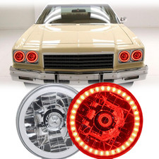 Pair 5-34 Inch Round Red Halo Diamond Cut Headlights For 1959-76 Chevry Impala