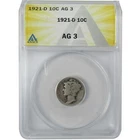1921 D Mercury Silver Dime AG 3 ANACS 10c Coin SKU:CP567