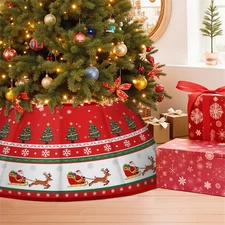 Christmas Tree Collar 25.6", Red Velvet Folable Christmas Trees Ring Skirt, S...