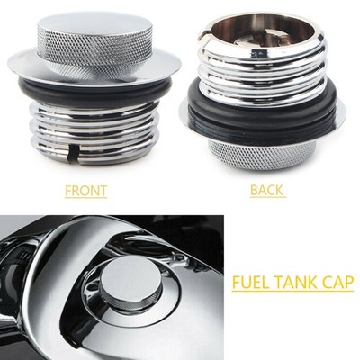 Flush Pop Up Vent Reservoir Gas Cap Fuel Tank Cover Chrome For Harley Dyna 82-10