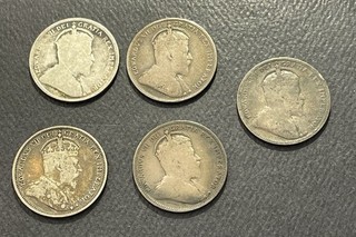 Canada 1902/03/04/07/10 25 Cents Silver Coins: Lot of 5 BM9601663 9 13