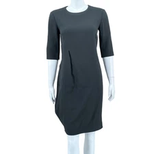 Jil Sander Dress Womens 34 US 2 Black Lagenlook Sheath Wool Italian Quiet Luxury