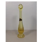 Fenton Yellow Glass Vase Diamond Pattern Art Glass Decorative Glossy Finish