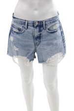 Frame Unisex Light Blue Cotton Button Shorts Size 28