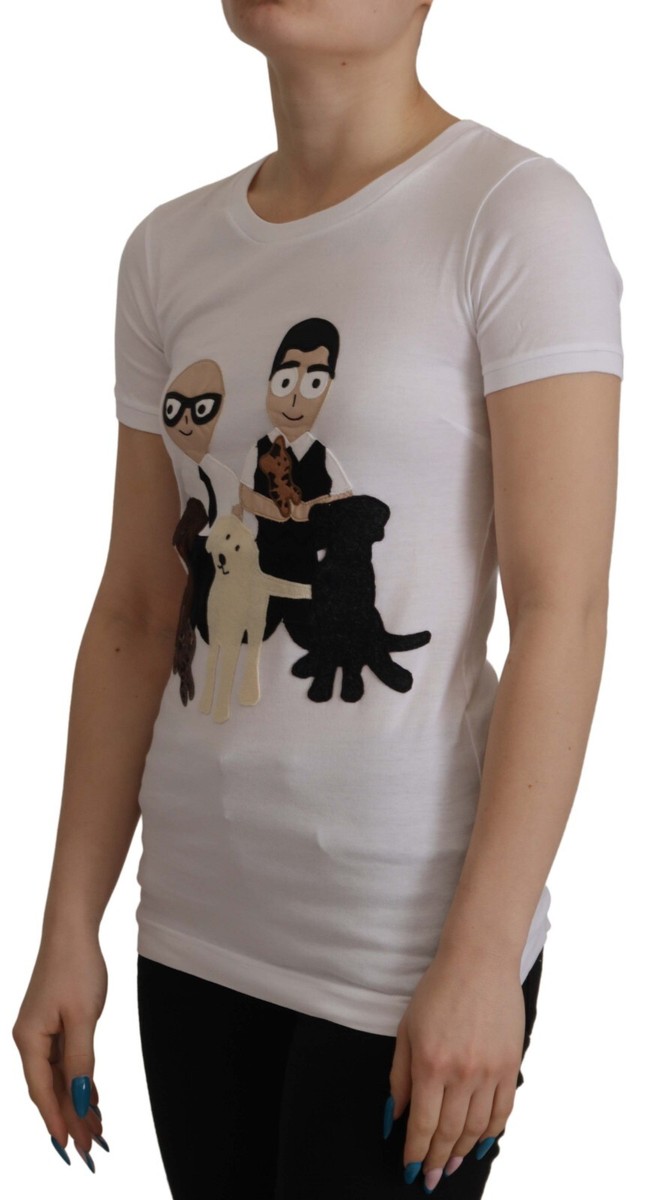 DOLCE & GABBANA T-shirt Cotton White #DGFamily Patch Top IT36/US2