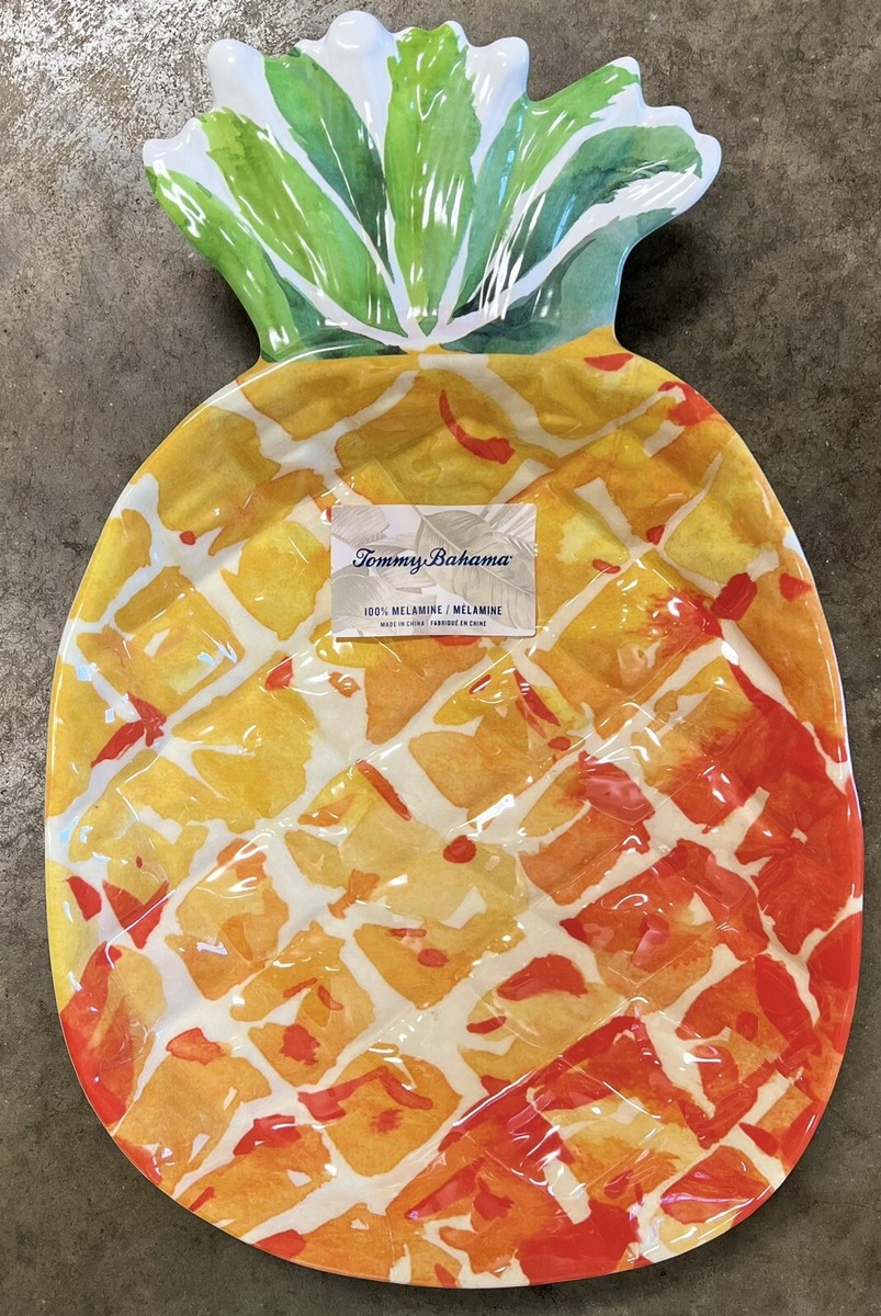 Tommy Bahama Yellow Orange Pineapple Shaped MELAMINE Serving Platter Bowl