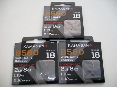 30 x Kamasan B560 Micro Barbed Hooks zu Nylon. Größe 18. Perfekter Allroundhaken.