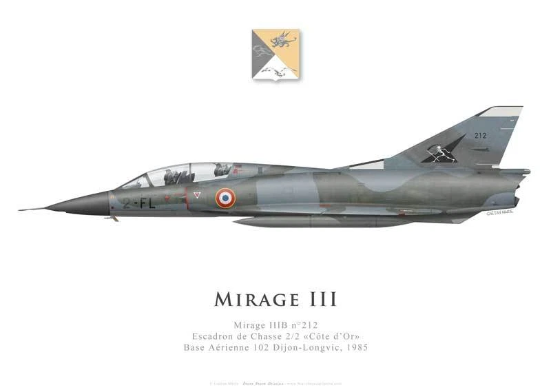 Print Mirage IIIB, EC 2/2 "Côte d'Or", Armée de l'Air, 1985 (par G. Marie)