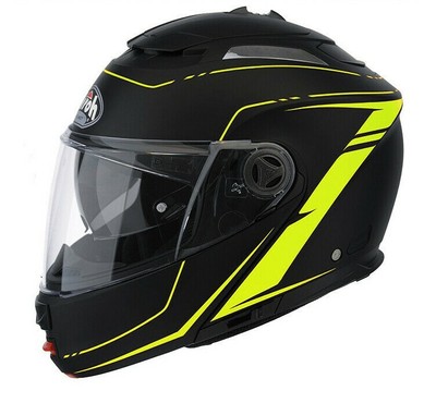 Helmet Modular Openable Motorcycle Airoh Phantom Lead Black Yellow Size L |  eBay
