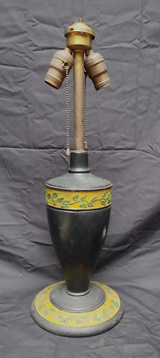 Antique Carved  Wooden Parlor  Lamp orig paint for Silk Shade Victorian Shabby