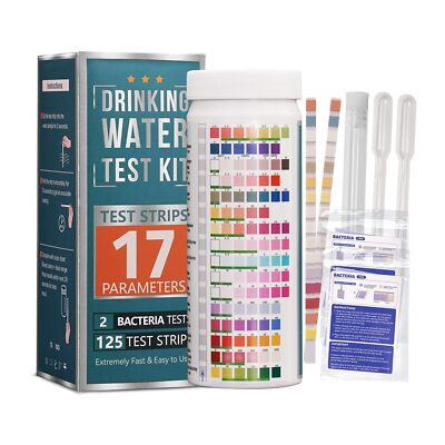 #ad 17 in 1 Water Testing Kits for Drinking Water 125 Strips Water Hardness Test ... $37.32