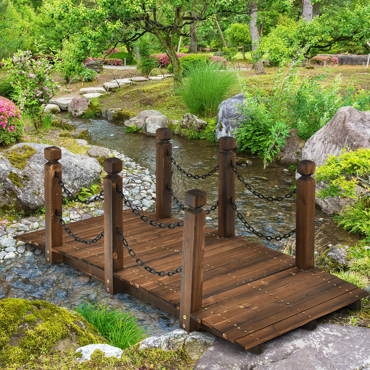 Ponte In Legno Da Giardino ASINTEK Decorazione 260cm X 80cm Per Esterni