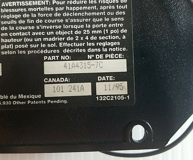 Moteur De Porte De Garage Sears – Modèles Compatibles 41A4315-7A, 13953325SRT, D'occasion
