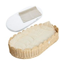 Premium Baby Changing Basket - Artisan-Crafted Scalloped Rattan Basket - Chan...