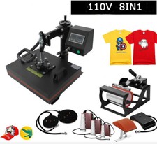 8 IN 1 Combo T-Shirt Heat Press Transfer Machine Sublimation Swing Away 110V US