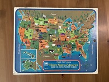 1968 Golden United States of America Map Frame Tray Puzzle 4560-32 Incomplete