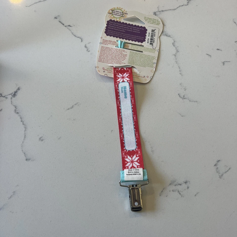 Ulubulu Universal Pacifier Clip Pointsettia Design Personalize Christmas M1 - Image 3 of 3