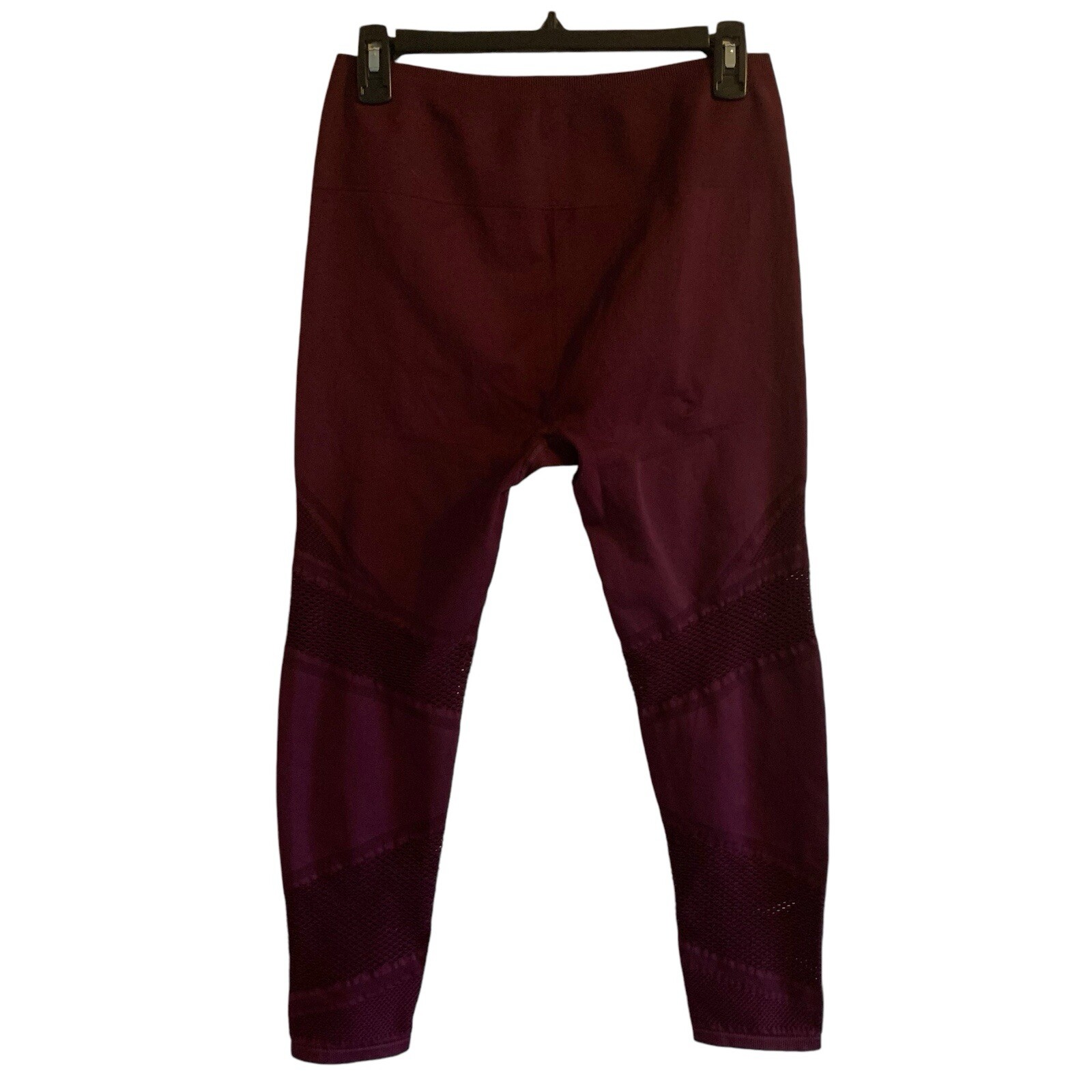 Fabletics Womens Mosaic Mesh High Waisted 7/8 Leggings in Burgundy Red Size Large
