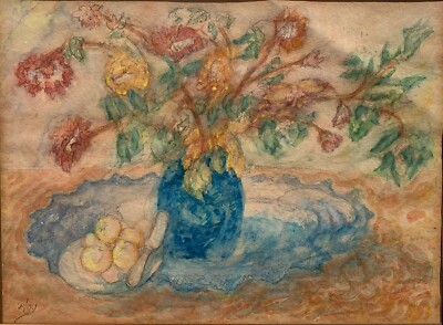 Manier James Ensor (20. Jahrhundert) Expressionismus Monogramm Aquarell Malerei