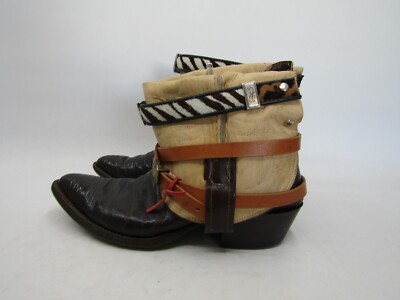 NOCONA Mens Size 8.5 D Dark Brown Leather Lizard Skin Fold Over Cowboy Boots NOCONA Mens Size 8.5 D Dark Brown Leather Lizard Skin Fold  main image 4
