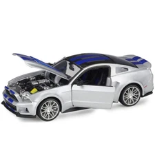 1:24 Ford Mustang Model Car Diecast Street Racer Toy Cars Metal Vehicles Silver