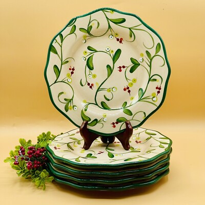 Paula Deen Home for the Holidays Salad Plates 9  Set Of 5 *