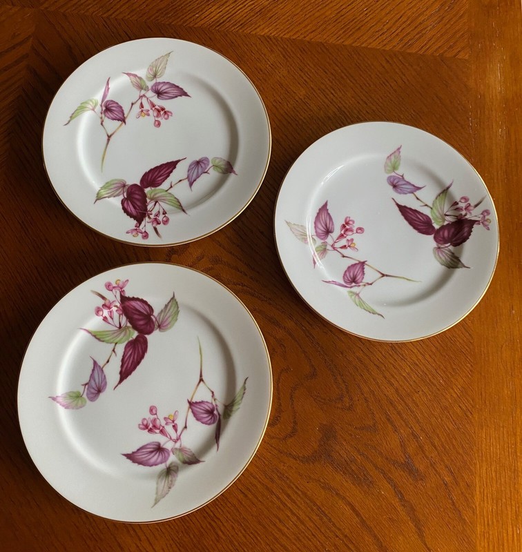 THREE Vintage Fuji China Japan REXONIA  7 1/2" Salad Plates