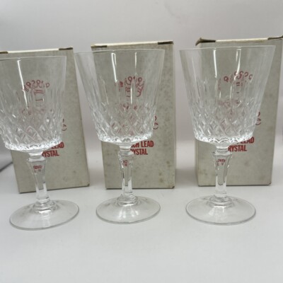 Princess Grace Wine Glasses French Lead Crystal Distro by Kanney 5 3/8'' Set of 3