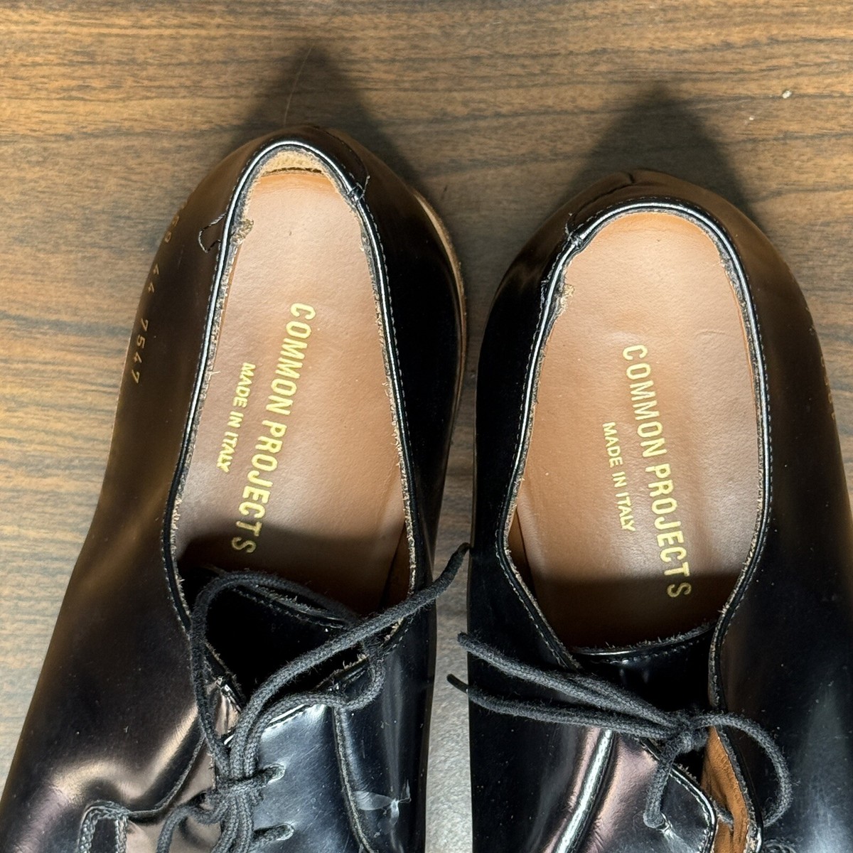 Common Projects Black Patent Leather Derby Shoes Men