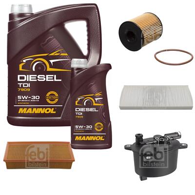 FEBI BILSTEIN Inspektionspaket 6L MANNOL Diesel TDI 5W-30 für Citroën C8 EA_