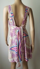 Forever 21 Mint Coral Magenta Aztec Tribal Print Summer Spring Lined Dress S