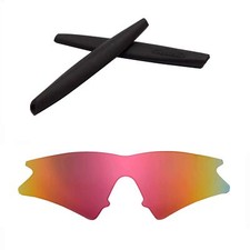 Walleva Fire Red Non-Polarized Lenses  Black Earsocks for Oakley M Frame Sweep