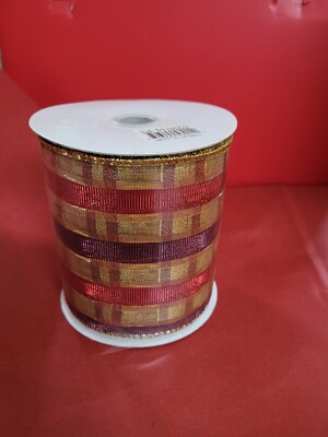 Wired Holiday Ribbon MAYREEL Christmas Ribbon - 2.5 Inch Pink & Gold Wired Decorating Ribbon, 6 Rolls Total 36 Yards Christmas Wired Ribbon