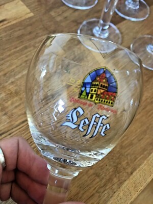 LEFFE Belgian Beer Ale 6 Stemmed Glasses Goblet Chalice 8 Oz NEW COND