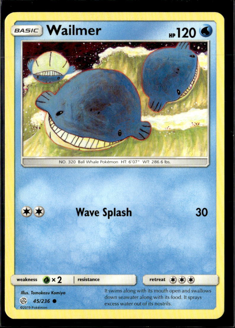 Pokemon Wailmer 45/236 Cosmic Eclipse Non Holo Common  2 Card Lot