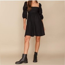 EXLURA Women’s Square Neck Dress Long Puff Sleeve A-Line Short Mini Dress Size M