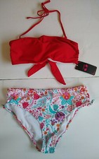 Swimsuit 2-Piece Womens Large Red/Multicoloired Floral Print By Shekini NWT