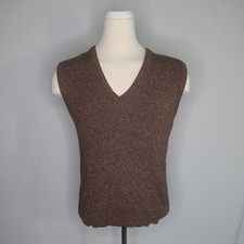 VTG 80s Jantzen Sweater Vest Solid Brown Golf Preppy Grandpa Mens L USA Made