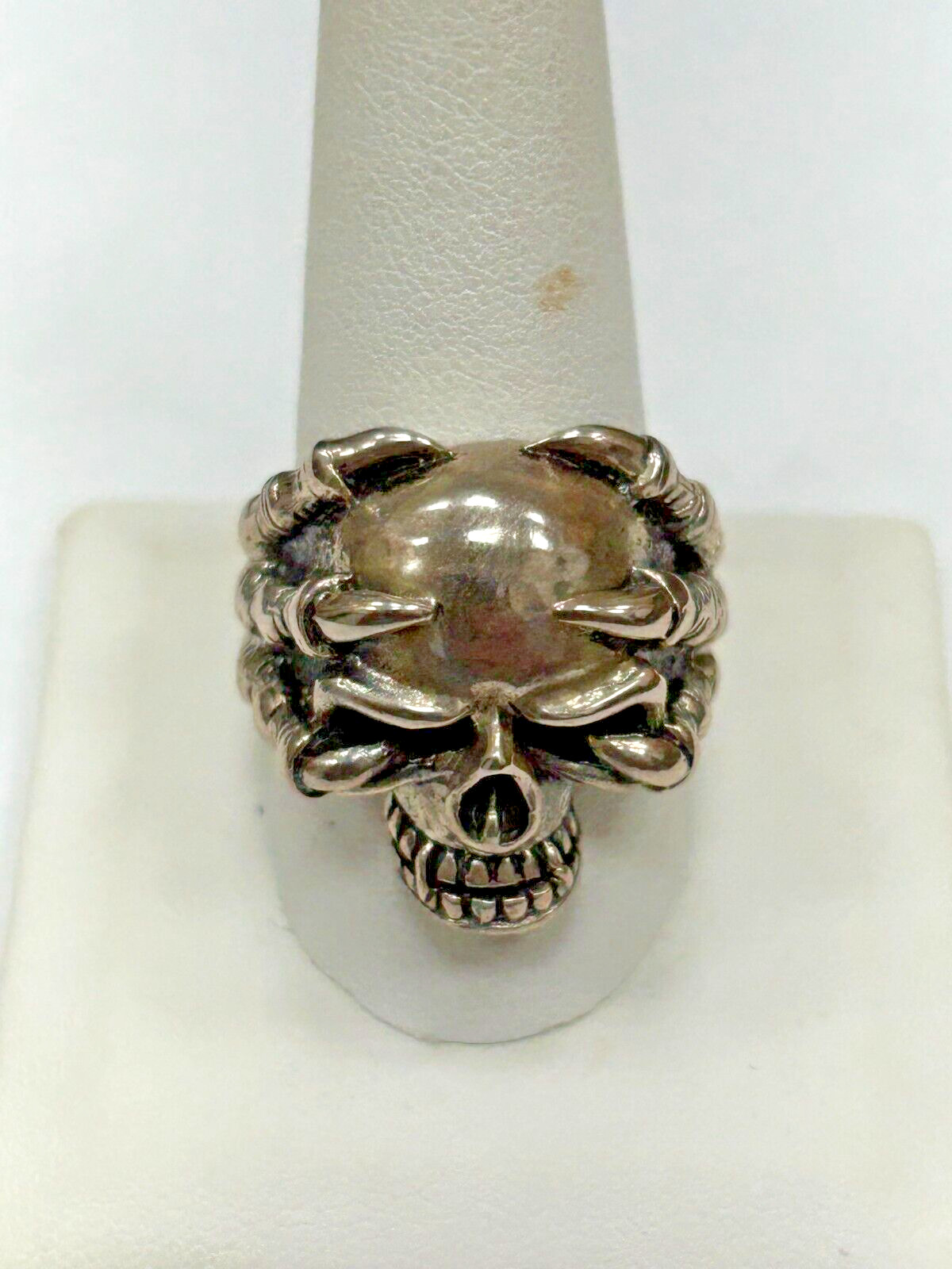 Solid 925 Sterling silver Claw Skull Biker Ring S… - image 3