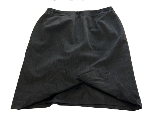 Caslon Pencil Skirt Size: 10 Gray/Subtle Pin Stripe Back Zip Slit Lined - Picture 3 of 9